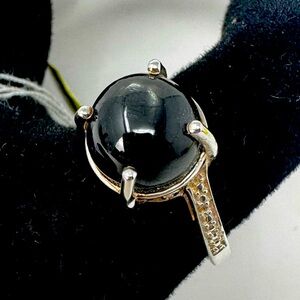 Vintage 925 Sterling Silver Black Star Diopside Ring Size 9